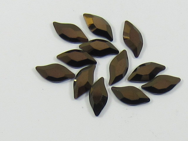 12 pcs. DIAMOND LEAF 10X5mm JET NUT FLATBACK European Rhinestones